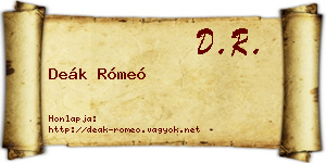 Deák Rómeó névjegykártya